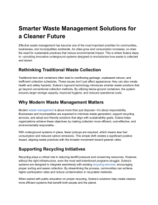 Smarter Waste Management Solutions for a Cleaner Future