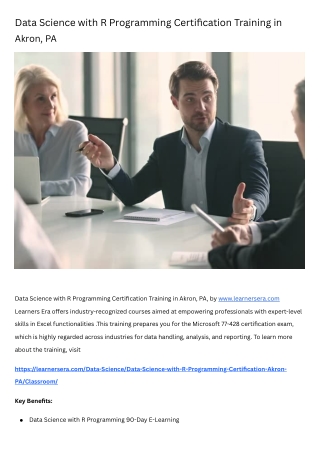 Data Science with R Programming Certification Training in Akron, PA