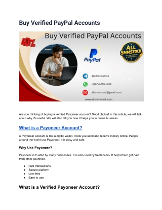 2025's Top 7 Trusted Websites for Verified Payoneer allsmmstock