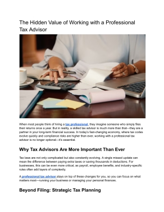 The Hidden Value of Working with a Professional Tax Advisor