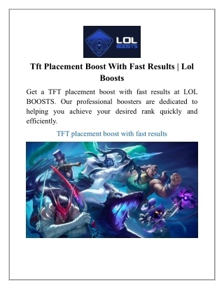 Tft Placement Boost With Fast Results | Lol Boosts