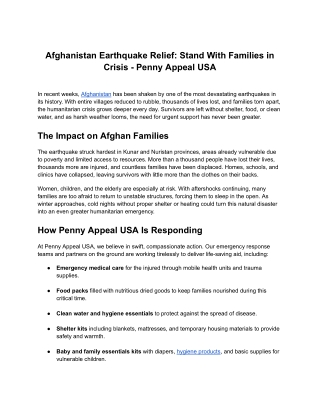 Afghanistan Earthquake Relief_ Stand With Families in Crisis - Penny Appeal USA