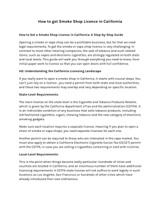 How to get smoke shop licence in California
