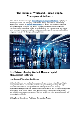 The Future of Work and Human Capital Management Software