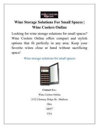 Wine Storage Solutions For Small Spaces | Wine Coolers Online