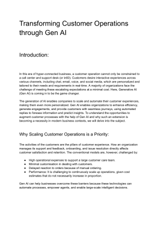 Transforming Customer Operations through Gen AI