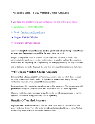 The Best 5 Sites To Buy Verified Chime Accounts