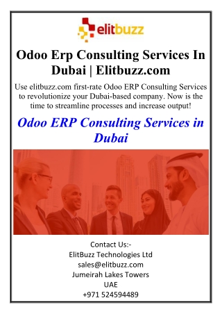 Odoo Erp Consulting Services In Dubai | Elitbuzz.com