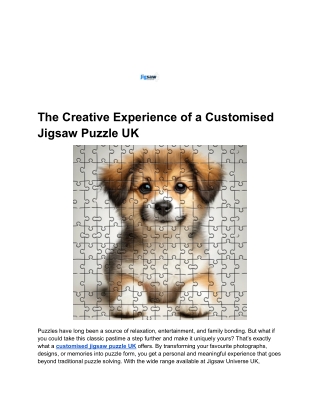 The Creative Experience of a Customised Jigsaw Puzzle UK