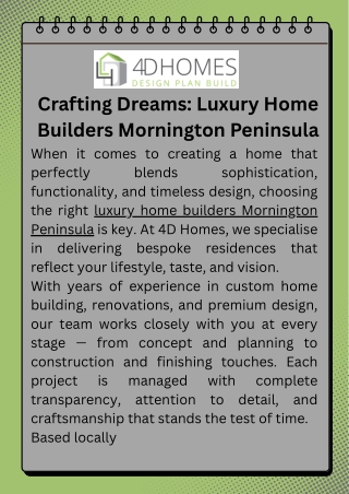 Crafting Dreams Luxury Home Builders Mornington Peninsula