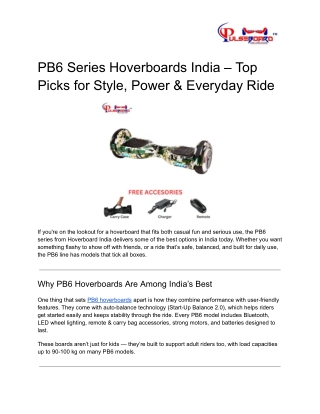 PB6 Hoverboard India – Best Self Balancing Hoverboards with LED Wheels