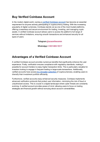 Do You Want To Buy Verified Coinbase Account