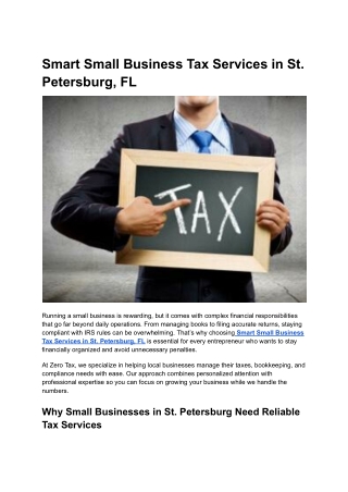Smart Small Business Tax Services in St. Petersburg, FL