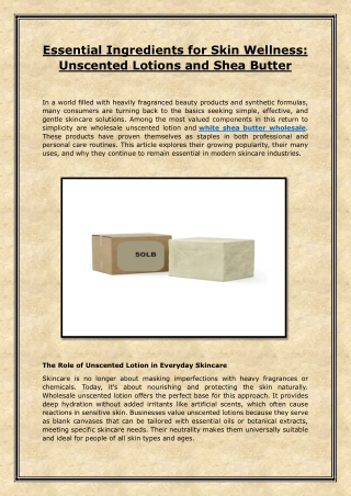 Essential Ingredients for Skin Wellness