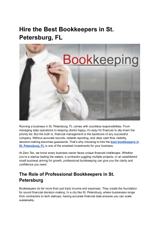Hire the Best Bookkeepers in St. Petersburg, FL