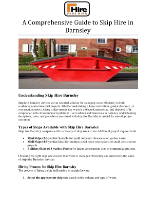 a comprehensive guide to skip hire in barnsley