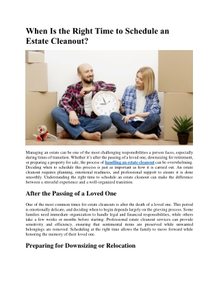 When Is the Right Time to Schedule an Estate Cleanout