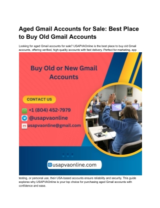 Aged Gmail AcAged Gmail Acccounts for Sale_ Best Place to Buy Old Gmail Accounts