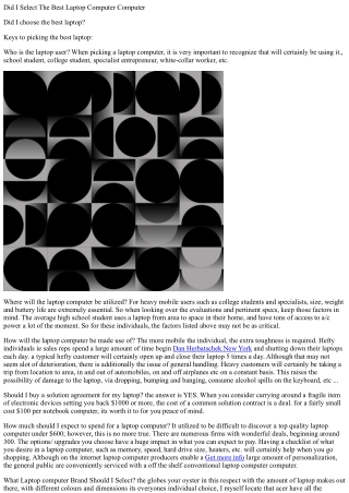 Did i choose the best laptop computer