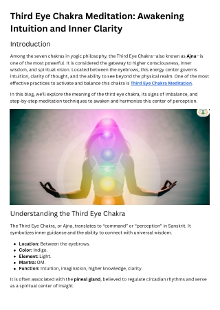 Third Eye Chakra Meditation