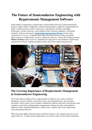 The Future of Semiconductor Engineering with Requirements Management Software