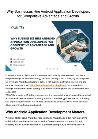 Why Businesses Hire Android Application Developers For Competitive Advantage And Growth