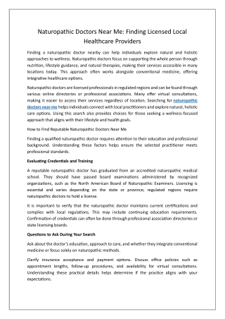 Naturopathic Doctors Near Me Finding Licensed Local Healthcare Providers