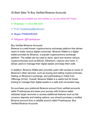 30 Best Sites To Buy Verified Binance Accounts