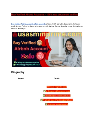 Buy Verified Airbnb Accounts - 100% usa document verified