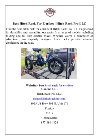 Best Hitch Rack For E-trikes  Hitch Rack Pro LLC