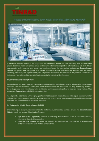 Trusted Dexamethasone ELISA Kit for Clinical & Laboratory Research