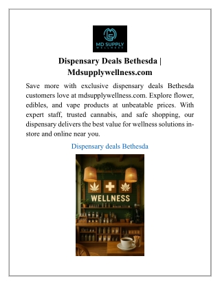 Dispensary Deals Bethesda | Mdsupplywellness.com