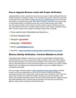 Free _ KYC Completed Buy, Verified Binance Accounts Online in 2025