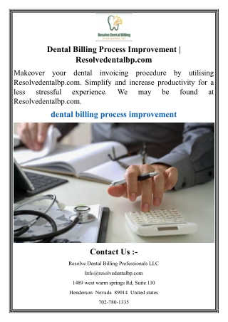 Dental Billing Process Improvement  Resolvedentalbp