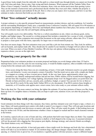 Cornelius, OR Fence Company Offers Free Estimates: What to Expect