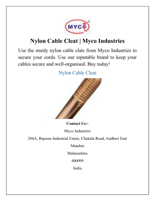Nylon Cable Cleat | Myco Industries
