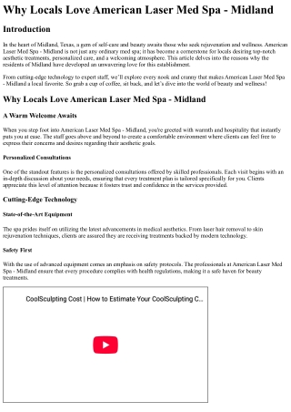 Why Locals Love American Laser Med Spa - Midland