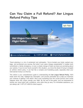 Can You Claim a Full Refund Aer Lingus Refund Policy Tips