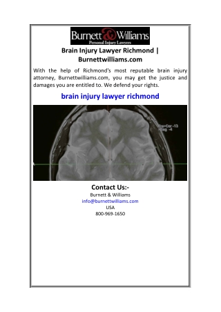 Brain Injury Lawyer Richmond  Burnettwilliams.com