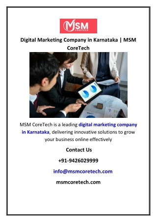 Digital Marketing Company in Karnataka  MSM CoreTech