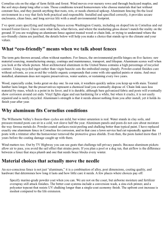 Eco-Friendly Aluminum Fence Installation in Cornelius, OR