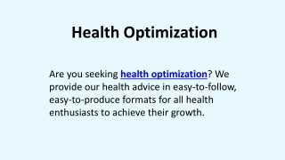 Health Optimization