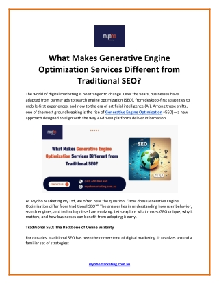 What Makes Generative Engine Optimization Services Different from Traditional SEO