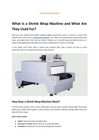 What Is a Shrink Wrap Machine and What Are They Used For ?