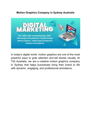 Motion Graphics Company in Sydney Australia