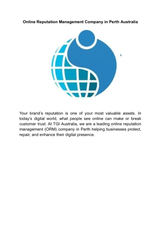Online Reputation Management Company in Perth Australia