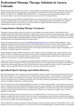Massage Therapy Aurora