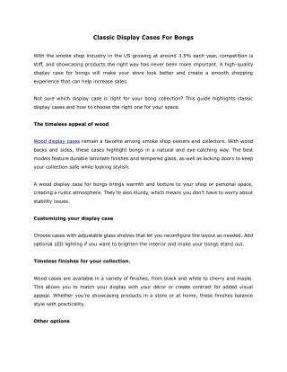 Classic Display Cases For Bongs