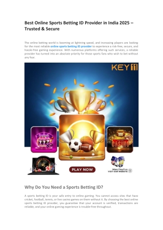 Best Online Sports Betting ID Provider in India 2025 – Trusted & Secure