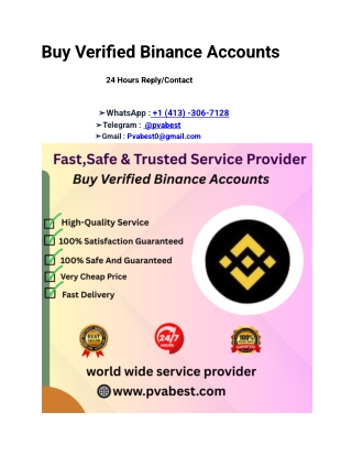 Top 6 Sites To Buy Verified Binance Account in The Year